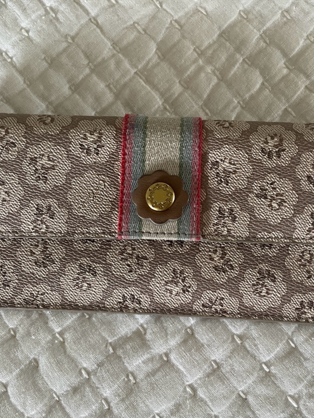 Cath Kidston 🌸 Floral Embossed Wallet with Striped Snap Band